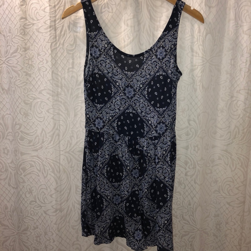 Blue and White Tank Shorts Romper